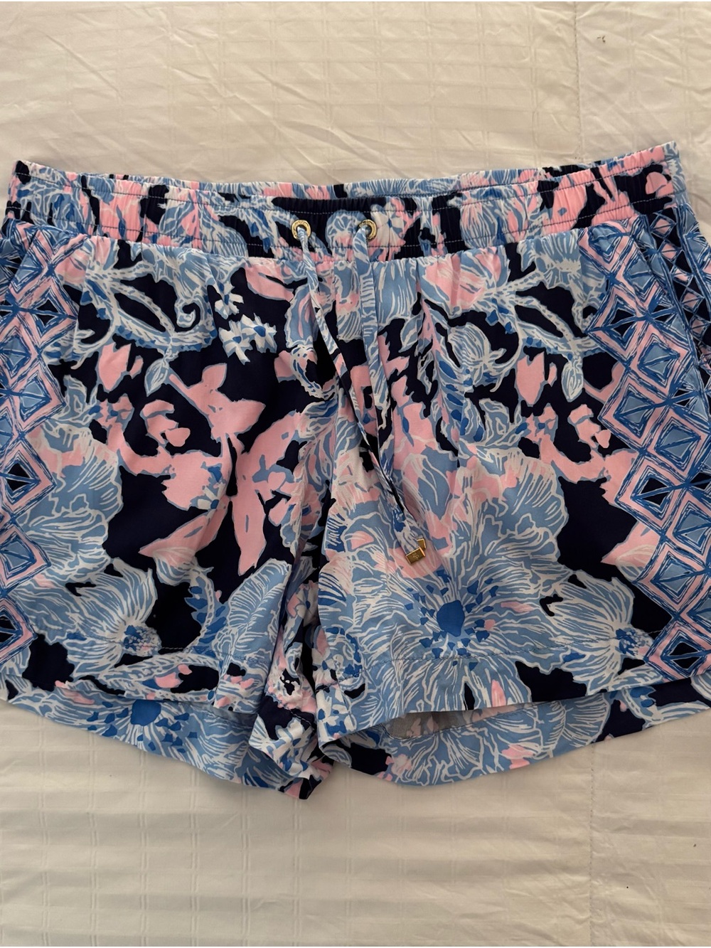 Lilly Pulitzer Navy, Light Blue & Blush Pink Floral Athletic Shorts